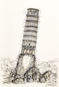 Dibujo a tinta: Torre de prisa