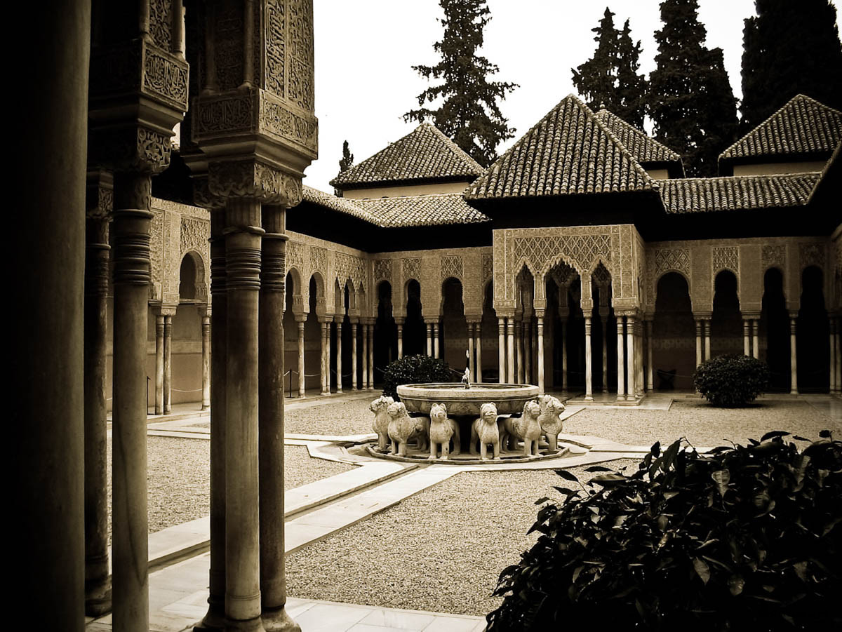 Patio de los leones la Alhambra antes de la restauración